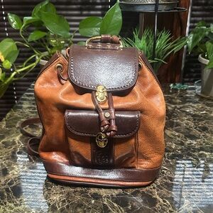 Brown Leather Drawstring Backpack - Men